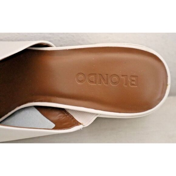 Blondo Women's Sz 9M Bone/Beige Leather Maya Slip-On Heeled Sandal - Picture 5 of 11